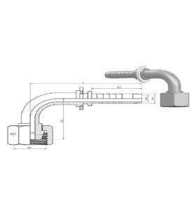 HEMBRA GIRATORIA 90º MÉTRICA CONO24º/60º  Ø 18L  M26X1.5 DN 5/8"