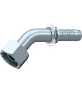 HEMBRA GIRATORIA 45º MÉTRICA CONO24º/60º  Ø 18L  M26X1.5 DN 5/8"