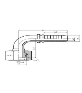 HEMBRA GIRATORIA MÉTRICA 90° SERIE FRANCESA Ø 13,2 M20X1,5 DN 3/8"