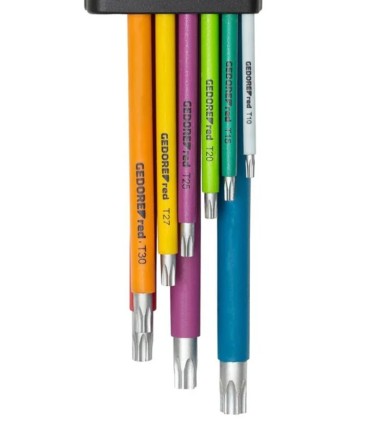 Juego de llaves Allen de 2 componentes TX T10-50, 9 piezas GEDORE