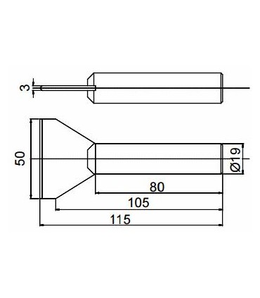 PALA COBRE 50MM PARA SOLDADOR CORREA TERMO 300W