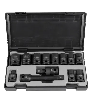 JUEGO 10 VASOS IMPACTO 1/2" CORTOS, PROLONGADOR, ARTICULACION Y PORTAPUNTAS