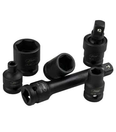 JUEGO 10 VASOS IMPACTO 1/2" CORTOS, PROLONGADOR, ARTICULACION Y PORTAPUNTAS
