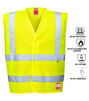 CHALECO AMARILLO ALTA VISIBILIDAD IGNIFUGO + ANTIESTATICO TS/TM