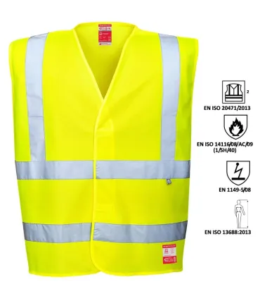 CHALECO AMARILLO ALTA VISIBILIDAD IGNIFUGO + ANTIESTATICO TL/TXL