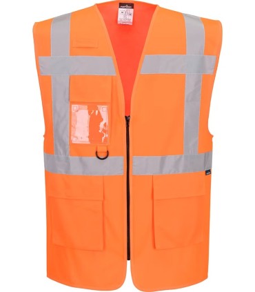 CHALECO NARANJA CON BOLSILLO Y CREMALLERA TL