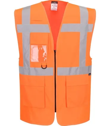 CHALECO NARANJA CON BOLSILLO Y CREMALLERA TXXL