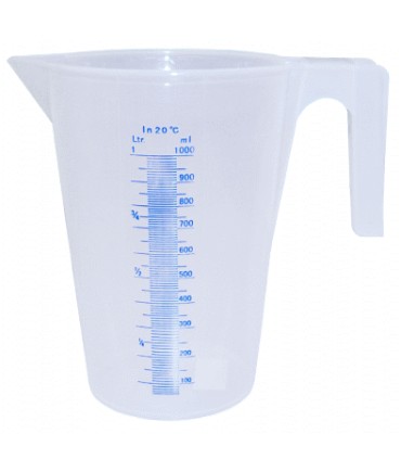 JARRA GRADUADA PLASTICO 1 litro. TRANSP.