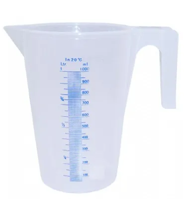 JARRA GRADUADA PLASTICO 1 litro. TRANSP.