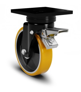 RUEDA FE+PU SOPORTE CON FRENO 200X50 1100kg GRAN CARGA