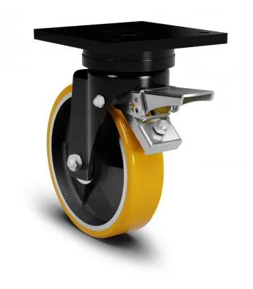 RUEDA FE+PU SOPORTE CON FRENO 200X50 1100kg GRAN CARGA