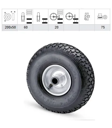 RUEDA NEUMATICA SOLA C/ROD. Ø 200x50 75kg
