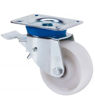 RUEDA GIRATORIA C/FRENO NYLON BLANCO d.100 ALEX 2-0025 300kg