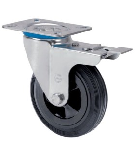 RUEDA GOMA NG D.150mm GIRATORIA C/FRNO 150KG.