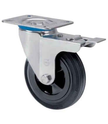 RUEDA GOMA NG D.150mm GIRATORIA C/FRNO 150KG.