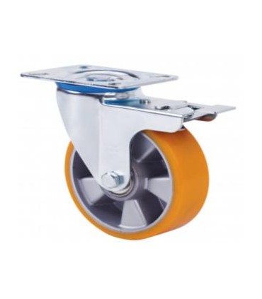 RUEDA LOCA FRENO POLIU.NAR+ALUM D.100X38mm  200KG
