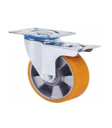 RUEDA LOCA FRENO POLIU.NAR+ALUM D.100X38mm  200KG