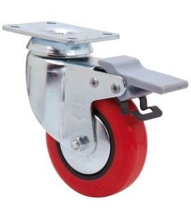 RUEDA GIR. D.100 POLIURETANO SOPORTE+FRENO ALEX 2-2465 80KG