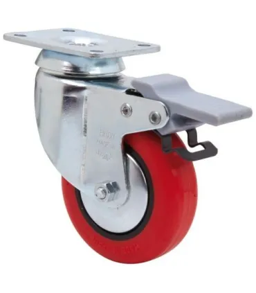 RUEDA GIR. D.100 POLIURETANO SOPORTE+FRENO ALEX 2-2465 80KG