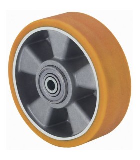 RUEDA ALEX AUB200-20-60 NUCLEO ALUM. BANDA POLIUR.NARANJA EJE BOLAS