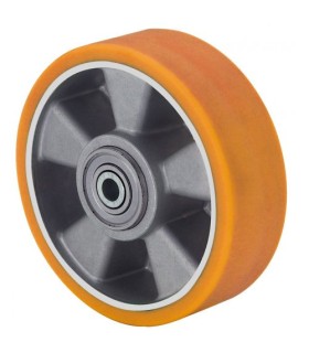 RUEDA ALEX AUB200-20-60 NUCLEO ALUM. BANDA POLIUR.NARANJA EJE BOLAS