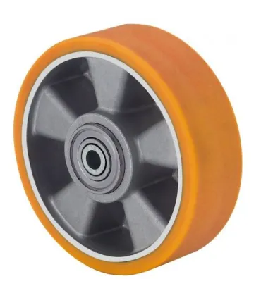 RUEDA ALEX AUB200-20-60 NUCLEO ALUM. BANDA POLIUR.NARANJA EJE BOLAS