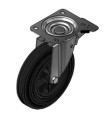RUEDA GIR.PLACA FRENO"LARGO"123.2-200-3 POLIAM-GOMA NEGRA EJE LISO