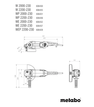 AMOLADORA 2200W-Ø230 HOMBRE MUERTO W2200-230
