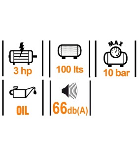 COMPRESOR NUAIR B2800B/100 CT3 3CV 100LTS 10BAR TRIFASICO