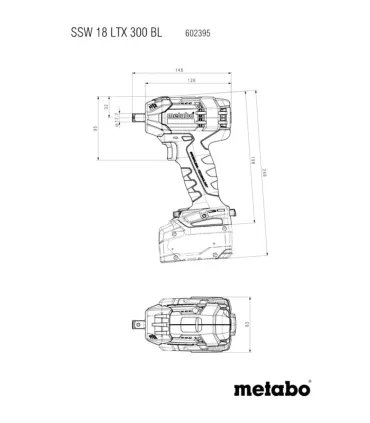 LLAVE IMPACTO METABO SSW18 LT 300Nm *SIN BATERIA, SOLO CARCASA