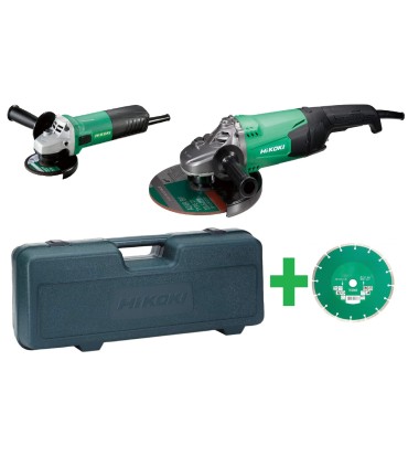 PACK RADIALES HIKOKI Ø230 2.200W + Ø115 750W CON MALETA y DISCO DIAMANTE 230