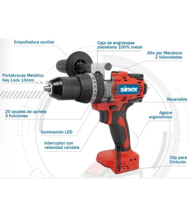 TALADRO ATORNILLADOR PERCUTOR A BATERÍA 80 Nm. TB 80-25