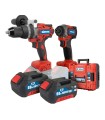 CONJUNTO TALADRO ATORNILLADOR PERCUTOR 80 Nm + ATORNILLADOR IMPACTO 230 Nm.