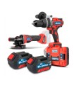 CONJUNTO TALADRO ATORNILLADOR PERCUTOR 80 Nm + AMOLADORA ANGULAR 125 MM