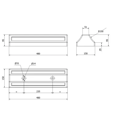 TOPE GOMA SUELO PARKING 500mm