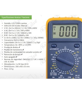 TESTER DIGITAL CAT.II-600V MY64 CON TEMPERATURA