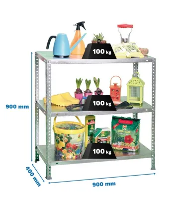 KIT ESTANTERIA BAJA ECONOMIC 3/400 GALVA 900x900x400