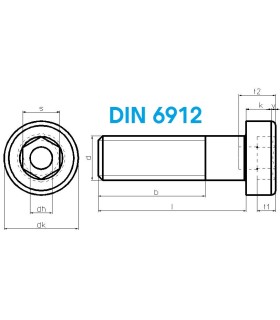 M8X12 TORNILLO ALLEN CAB.BAJA DIN 6912 8.8 NEGRO