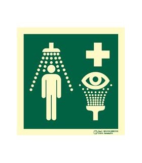 SEÑAL SALVAMENTO PVC FOT.297x297 "DUCHA Y LAVAOJOS"