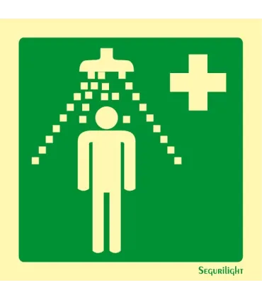 SEÑAL SALVAMENTO PVC FOT.297x297 "DUCHA Y LAVAOJOS"