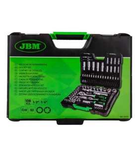 MALETA ECO-JBM LLAVES VASOS 108 PCS 1/2"+ 1/4"