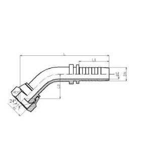 HEMBRA GIRATORIA 45º MÉTRICA CONO24º/60º  Ø 10L  M16X1.5 DN 3/8"