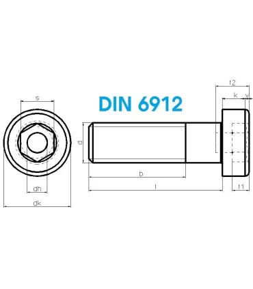 M4X12 TORNILLO ALLEN CAB.BAJA DIN 6912 8.8 NEGRO