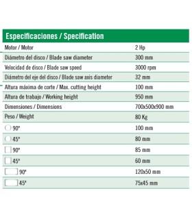 TRONZADORA ALUMINIO CORTE ASC. TL302  2CV MONOF.