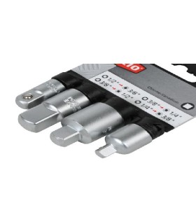 KIT 4 ADAPTADORES VASOS 1/4-3/8-1/2" REDUCTORES Y AMPLIADORES