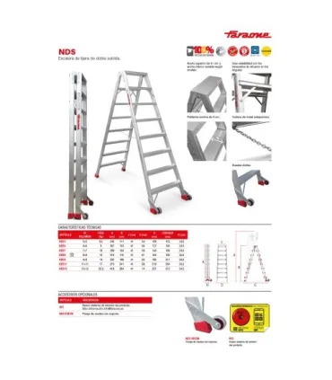 ESCALERA TIJERA DOBLE 5+5 PELDAÑOS ANCHO ALTURA: TJO 2,3M PLEG 1,20MT