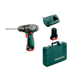 TALADRO ATORNILLADOR Y PERCUTOR METABO 2 BAT.10,8V-2Ah POWERMAX BASIC