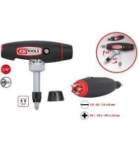 DESTORN.+MANGO "T" PORTAPUNTAS 1/4" CON 4 PUNTAS